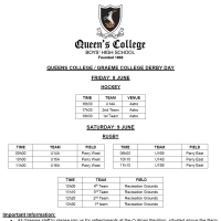 Queen's vs Graeme Derby Day Fixtures 