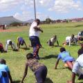 Coach Zuko Xoseni putting the players to work