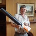 Peter Brill happy with his new Power Tool. Thanks Mowtique and Stihl for the leaf blower.